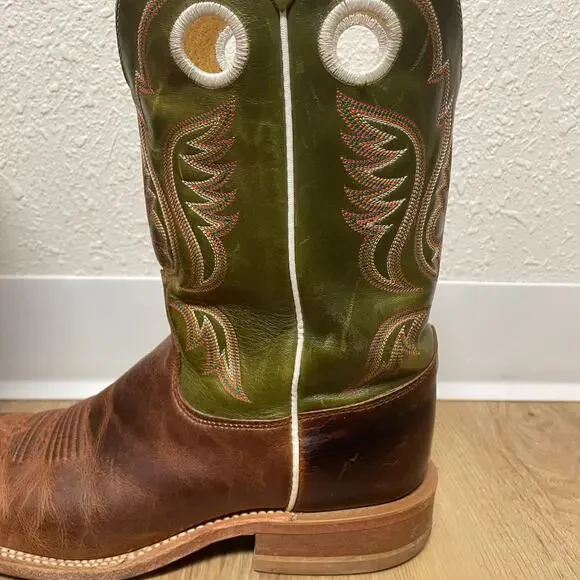 Justin Mens Square Toe Casual Work Boots Brown Green Size 11.5 D - style BR307 - Picture 10 of 14